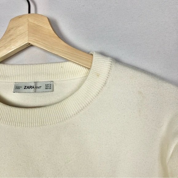 Zara Knit White Read But No Reply Crewneck Sweater S - Picture 4 of 4